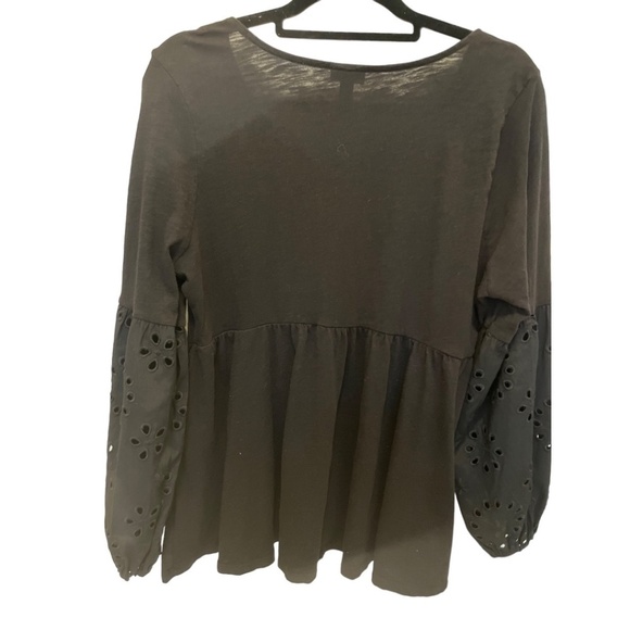 Torrid Babydoll Eyelet Sleeve Round Neck Slub Knit Cotton Modal Top Size 0 - Picture 2 of 4